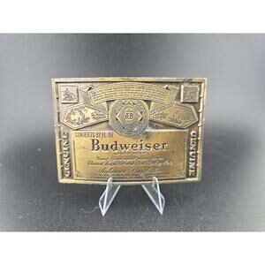 Vintage Aunheuser Busch Budweiser Beer Brass Belt Buckle Lewis Buckles Chicago